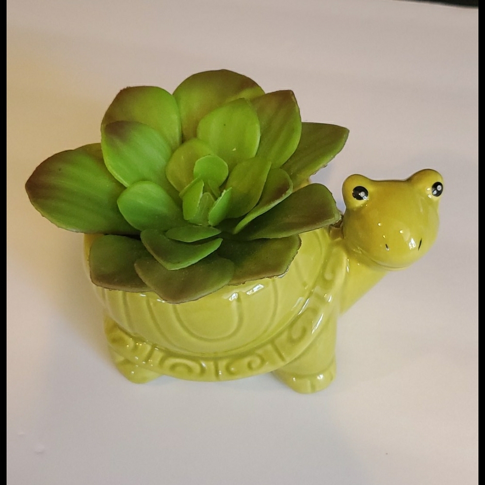 Turtle Ceramic Animal Planter NWT